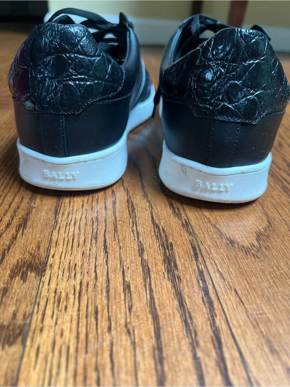 Bally Black Leather Low-Top Sneakers with White Sole